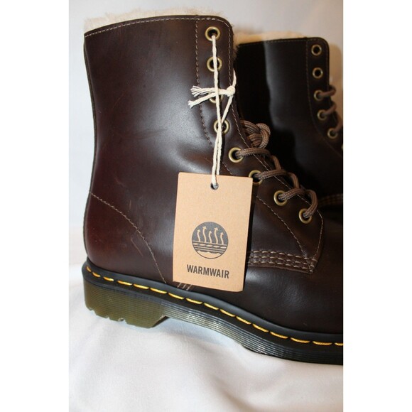 Dr Martens 1460 Faux Fur Lined Leather Boots Brown WOMEN'S 9 NWOB - Picture 3 of 7